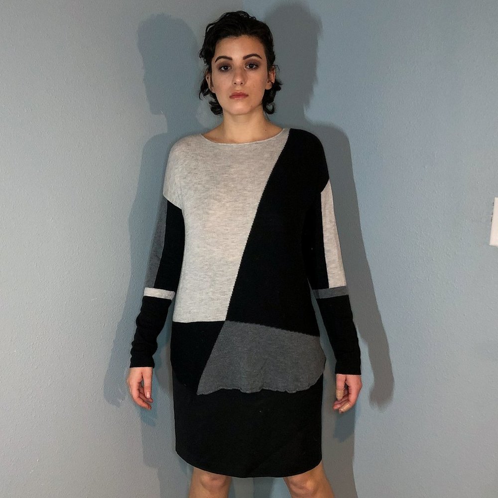 INC Black and Grey Colorblock Sweater